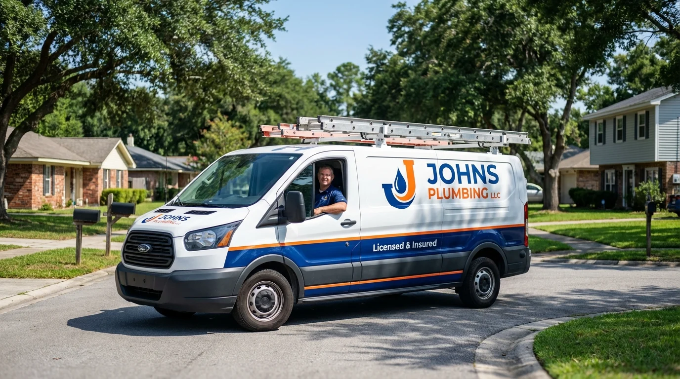 Johns Plumbing LLC service van in Aliso Viejo, CA