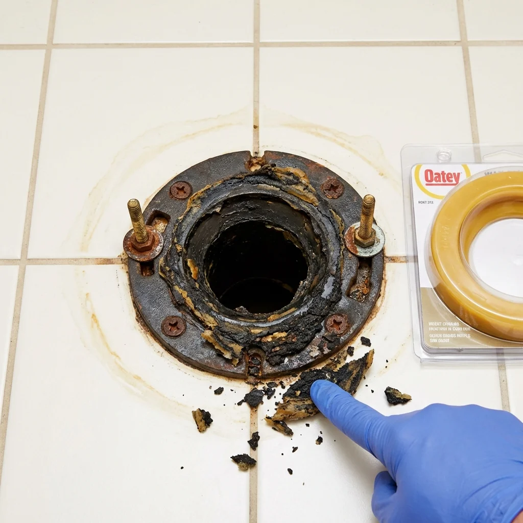 Failed wax ring showing water seepage at the base of a toilet in a Aliso Viejo, CA home